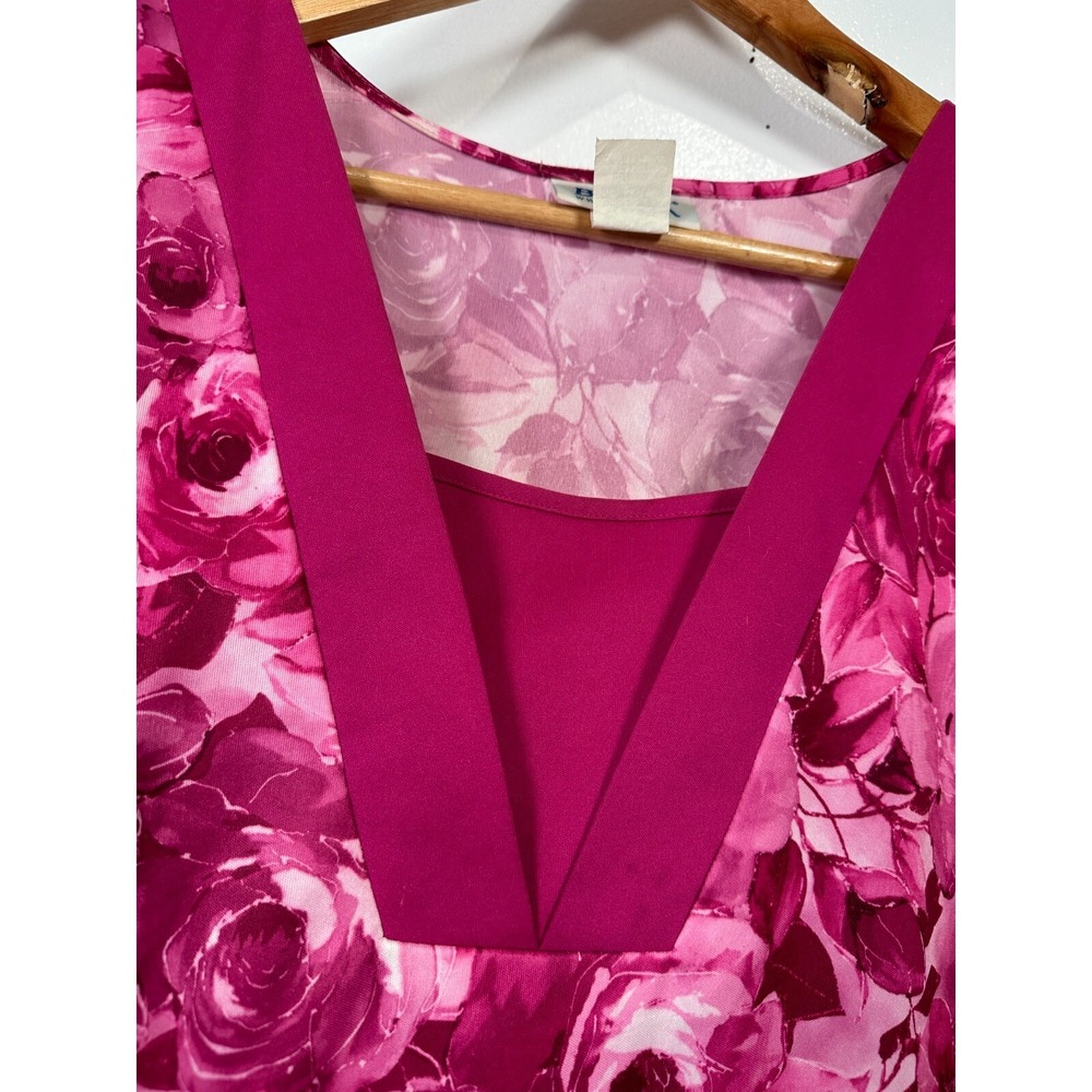 Vintage Blair 3XL Womens Top MuuMuu Blouse Floral Lightweight Pink Roses Lounge - Picture 12 of 16
